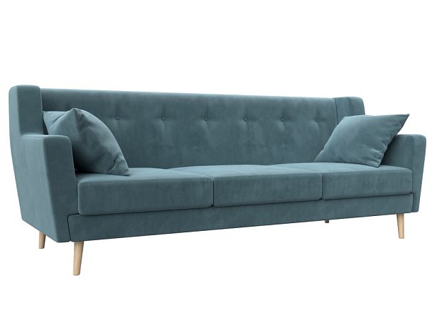 Прямой диван Брайтон 3 (полностью велюр бирюзовый) - Вид 1