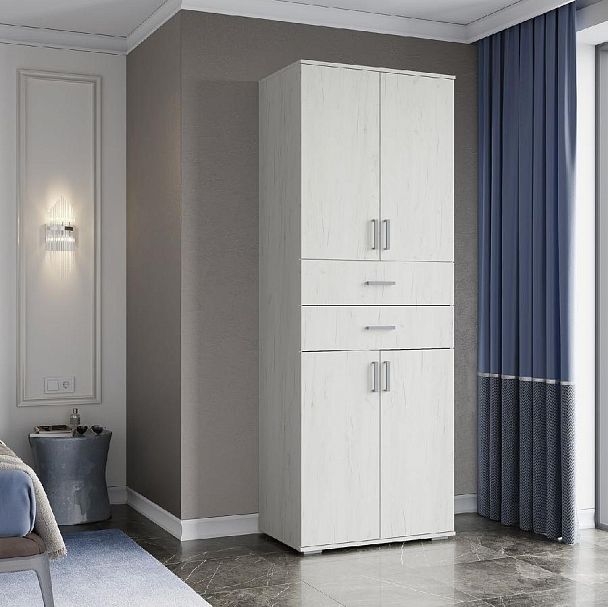 НЕЛЬСОН ШК 05 (СОЛО-5) Шкаф (0.800х2,200х0,500) дуб крафт белый/дуб крафт белый - Вид 3