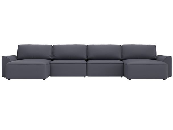 Диван п-образный Лига-048 НПБ лонг Экокожа серый - Вид 2