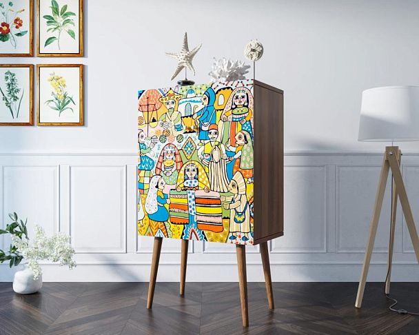 Комод на высоких ножках Berber принт 1 арт BB09/Print_01 - Вид 3