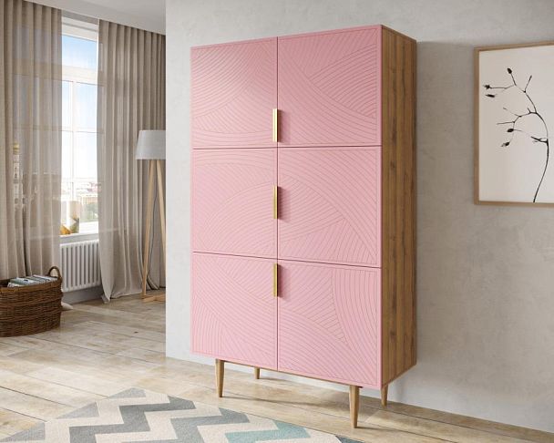 Большой комод с шестью дверками Line LN04/GR1/pink - Вид 3