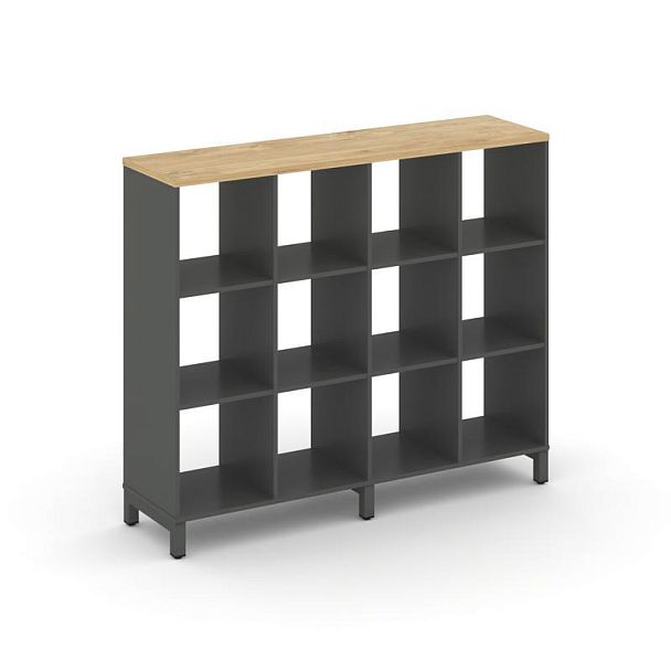 Style Project Каркас стеллажа 3 яр. SN.KS-340 Антрацит/Тиквуд Светлый/Металл Антрацит 1488*400*1248 - Вид 1