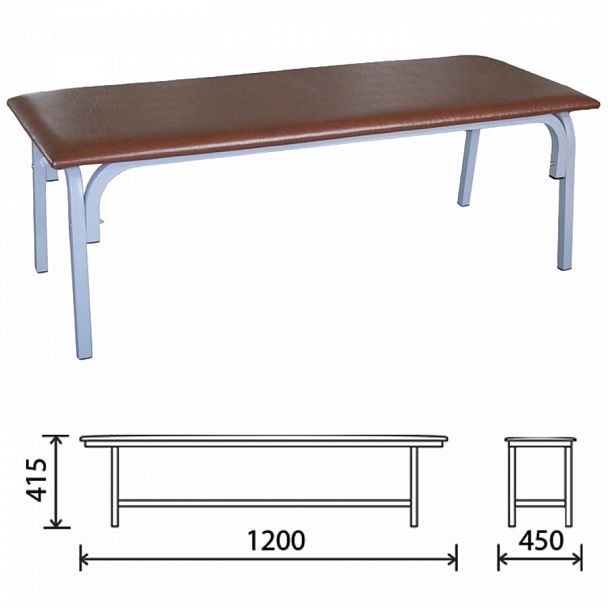 Банкетка без спинки "Астрид", 1200х450х415 мм, серый каркас, кожзам коричневый - Вид 1