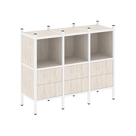 Loft Прямой стеллаж наборный VR.L-07 Денвер светлый/Белый металл 1278*446*1047 - Фото предпросмотра