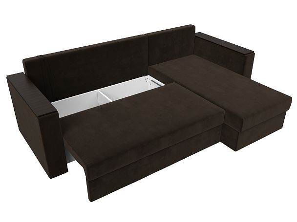 Угловой диван Атланта Лайт Б/С правый (полностью микровельвет коричневый) - Вид 8