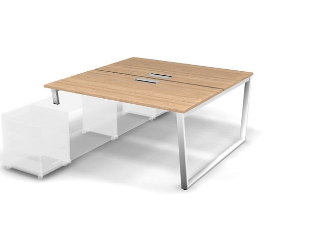 MATRIX 121В302-V Стол прямой, опора на тумбу, пров. Merida (V-опоры) 1580х1590х775 Швейц-й вяз/Белый - Вид 1