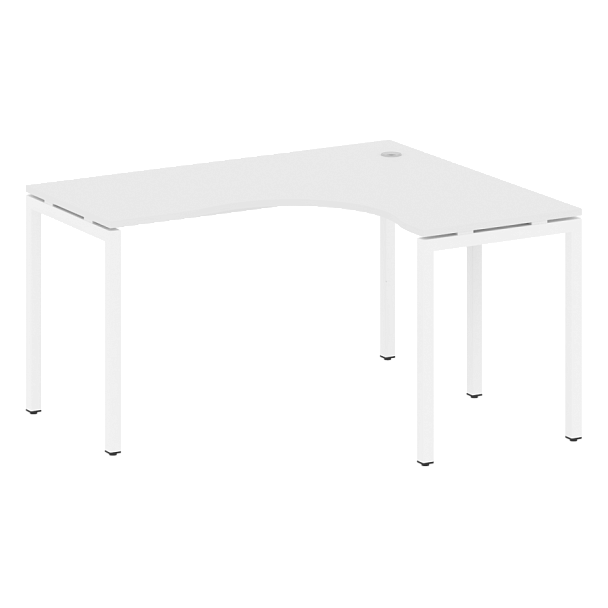 Metal System Quattro Стол криволинейный правый на П-образном м/к 40БП.СА-3 (R) Белый/Белый металл 1400*1200*750 - Вид 1