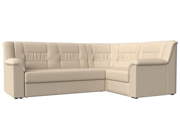 Угловой диван Карелия правый (полностью экокожа бежевая) - Вид 1
