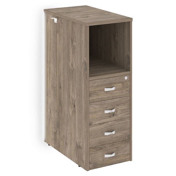 Тумба с подсветкой 4 ящика проходная, средняя "Onix" O.R-TV-4.S тиквуд темный - Вид 1