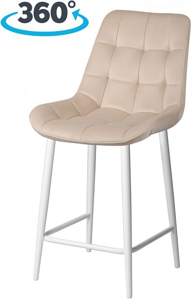 Полубарный поворотный стул Эйден, Confetti cream/белый - Вид 1