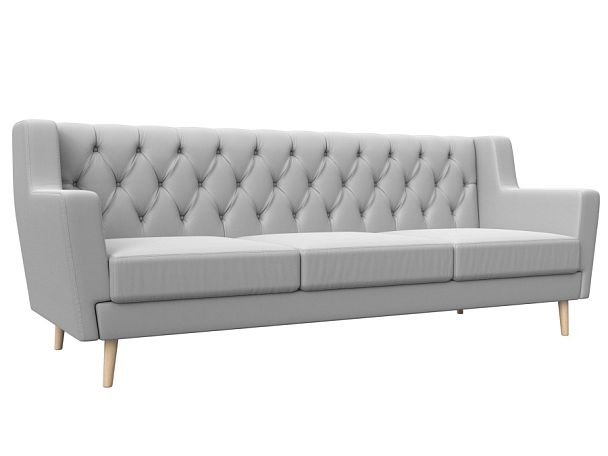 Прямой диван Брайтон 3 Люкс (полностью экокожа белая) - Вид 1