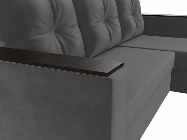 Угловой диван Атланта Лайт Б/С правый (полностью велюр серый) - Вид 4