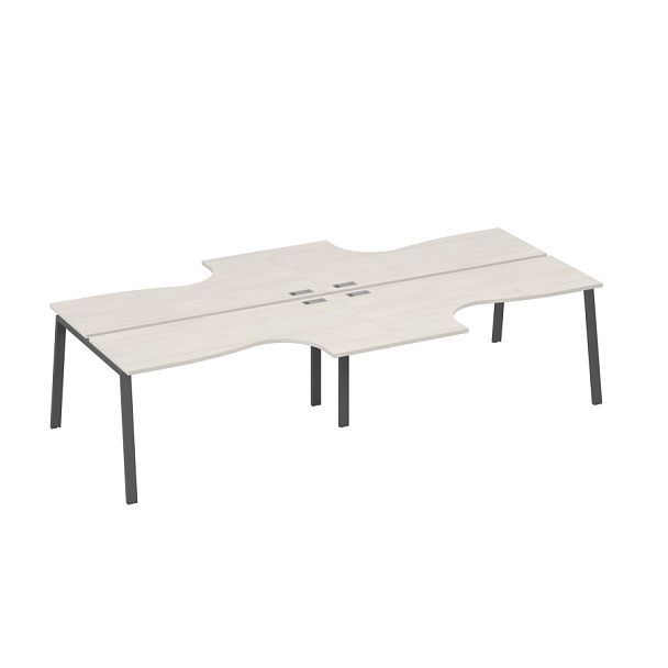 Рабочая станция из столов (4х160) Классика каркас TRE A4 А4 Б3 182-2 БП дуб / металлокаркас антрацит - Вид 1