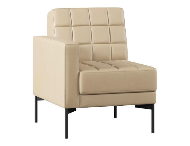 Модуль Everprof Delta с подлокотником одноместный правый Металл Черный Экокожа Бежевый - Вид 1