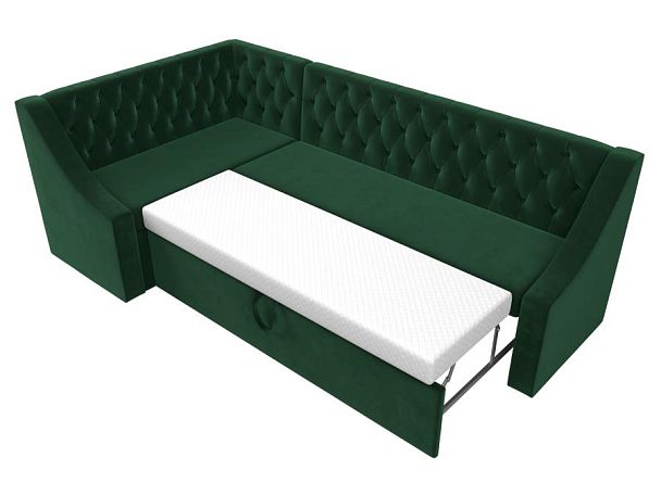 Кухонный угловой диван Мерлин левый (полностью велюр зеленый) - Вид 6