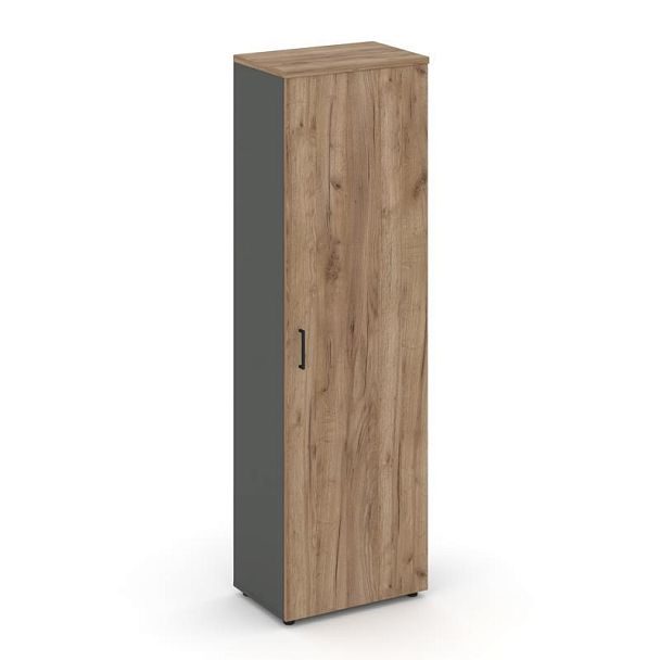 Стайл Проджект Гардероб узкий неглуб. SN.GB.E-001 Антрацит/Дуб Табак/Черный Ручки 600*400*1982 - Вид 1