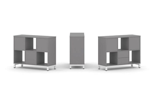 Стайл Проджект Набор стеллажа одностороннего, 2 яруса SN.NS-231 Серый Пепел/Металл Белый 1121*400*88 - Вид 1