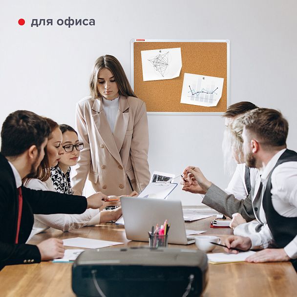 Доска пробковая для объявлений 45х60 см, алюминиевая рамка, ГАРАНТИЯ 10 ЛЕТ, РОССИЯ, BRAUBERG, 231711 - Вид 10