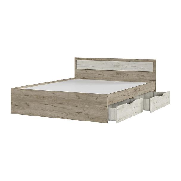 ГАРМОНИЯ КР 604 кровать с ящиками (1,652х0,78х2,032) дуб крафт белый/дуб крафт серый - Вид 2