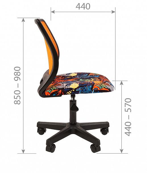 Кресло CHAIRMAN KIDS 112, пластик черный, велюр/сетка, принт GAME - Вид 5