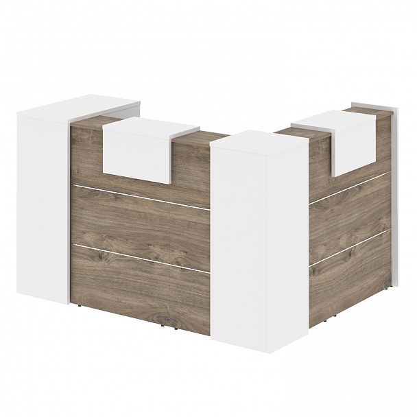 Ресепшн Г-образный "Onix" O.R-K-26 тиквуд темный/белый - Вид 2