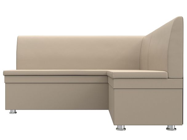Кухонный угловой диван Уют правый (полностью экокожа бежевая) - Вид 2