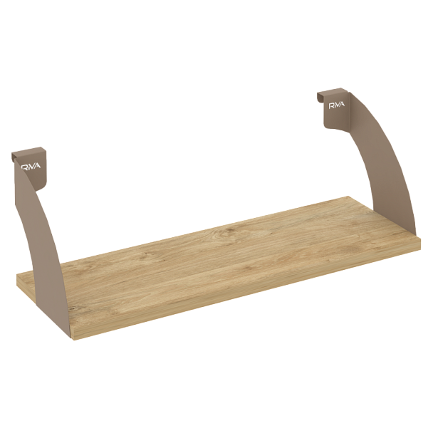 Навесные полки. Кронштейны+ЛДСП полка 600мм MAN-41-6 Тиквуд светлый/Мокко металл 600*220*200 - Вид 1
