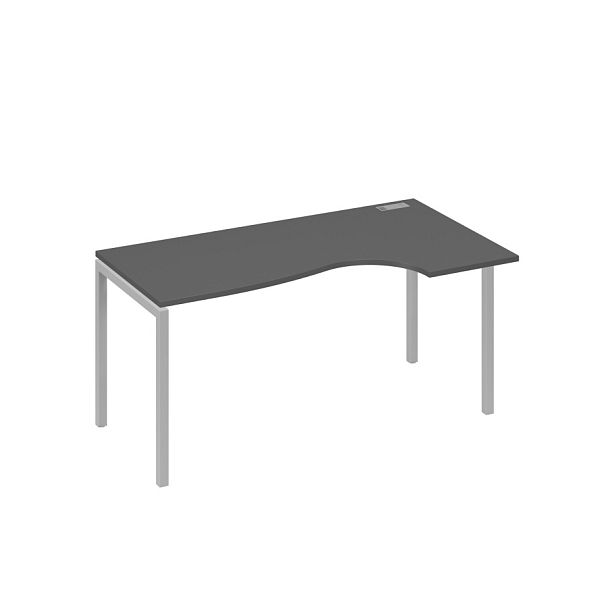 Стол эргономичный правый "Классика" на металлокаркасе DUE A4 А4 Б2 046 БП антрацит премиум / металлокаркас серый - Вид 1