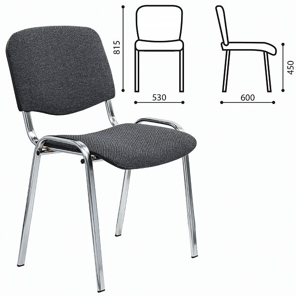 Стул STAFF "Iso Lite CF-008", хром, ткань серая (С-71), 532566, стопируемый - Вид 7