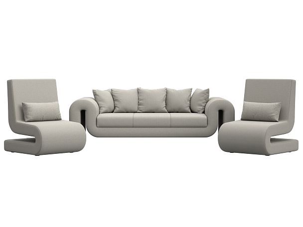 Набор Волна-1 (диван, 2 кресла) Рогожка бежевый - Вид 2