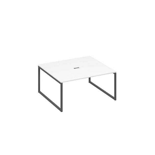 Стол переговорный 160 на каркасе QUATTRO A4 А4 Б4 136 БП белый премиум / металлокаркас антрацит - Вид 1