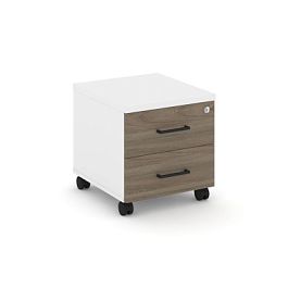 Стайл Проджект Тумба мобильная SN.TM-001 Белый/Белый/Вяз Благородный/Черный Ручки 416*460*437 - Фото предпросмотра