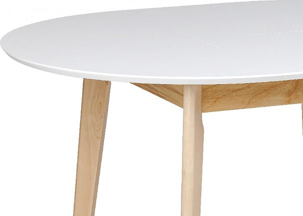 Обеденная группа стол раздвижной Норден D90 Белый/Натуральный и 4 стула Мэти Натуральный/Серый велюр - Вид 9