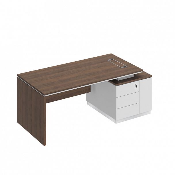 Стол руководителя (опора ДСП) на опорной тумбе (левый/правый) "City" СИ 111  дуб гладстоун/белый премиум/белый премиум - Вид 1