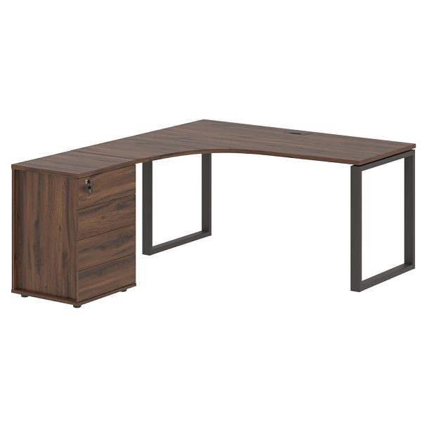 Стол эргономичный с тумбой EQCET 1518(L) Дуб Денвер тёмный/Мокко 1560х1880х750 EDIS - Вид 1