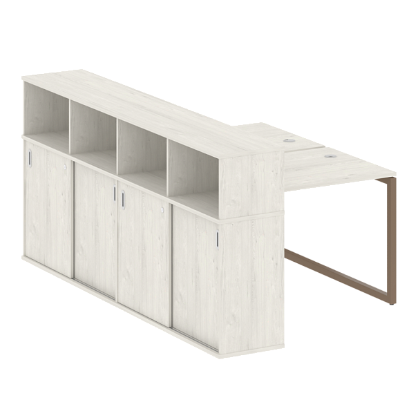 Metal System Quattro Р. ст. с шкафом-купе на О-образном м/к 40БО.РС-СШК-4.1 Т Дуб наварра/Мокко металл 1410*2332*1098 - Вид 1