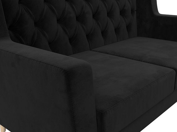 Прямой диван Брайтон 2 Люкс (полностью велюр черный) - Вид 4