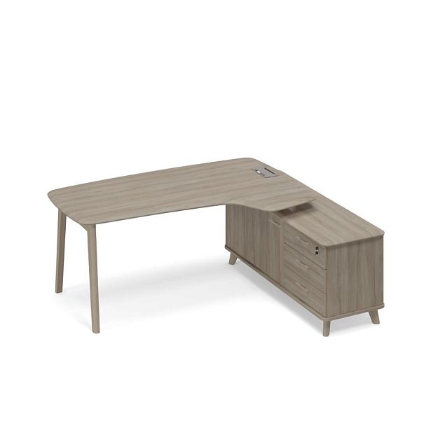 Стол эргономичный с тумбой (тип 4) WOOD правый Time wood ТМ В2 122 ВЛ ВЛ ВЛ вяз либерти - Вид 1