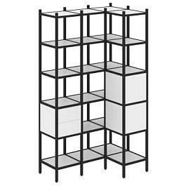 Loft Угловой внутренний стеллаж наборный VR.L-35 Белый бриллиант/Чёрный металл 1278*862*2280 - Фото предпросмотра