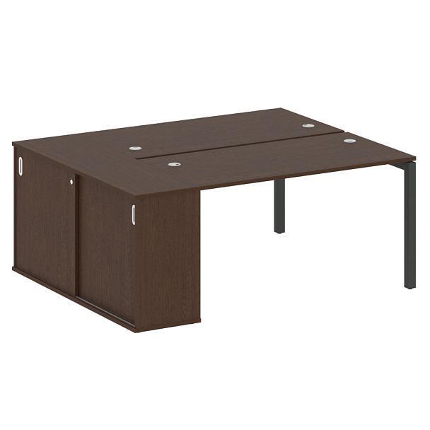 Metal System Quattro Р. ст. с шкафом-купе на П-образном м/к 50БП.РС-СШК-1.3 Т Венге/Антрацит металл 1810*1475*750 - Вид 1