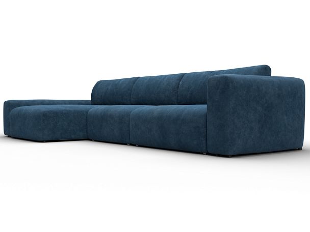 Диван угловой Лига-066 НПБ Лонг угол левый Велюр синий - Вид 3