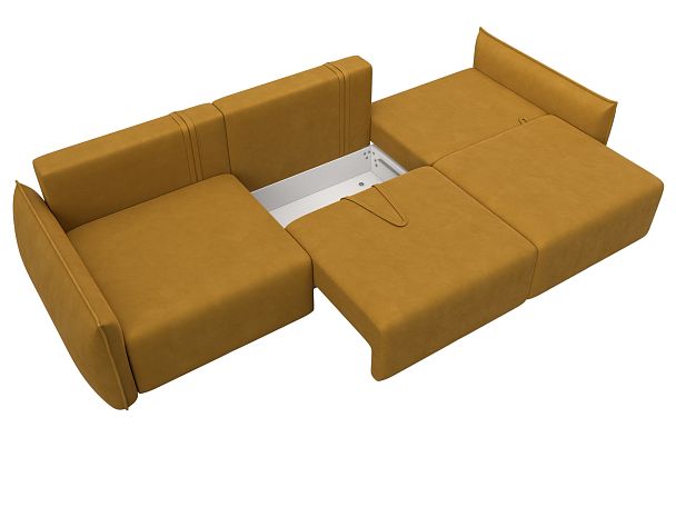 Диван прямой Лига-051 НПБ Лонг Велюр желтый - Вид 8
