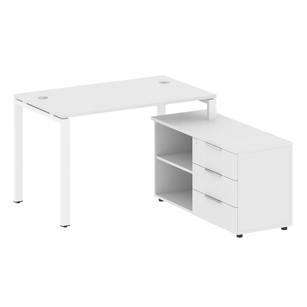Metal System Р. ст. с тумбой на П-образном м/к БП.РС-СТС-2.2 (L) Белый/Белый металл 1300*1520*750 - Вид 1