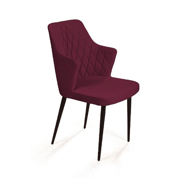 Стул с подлокотниками Hunt ромб, бархат красный 16 new / чёрный конус - Вид 1