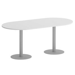 Home Office Стол овальный VR.SP-5-180.1 Белый бриллиант/Серый металл 1800*900*753 - Фото предпросмотра