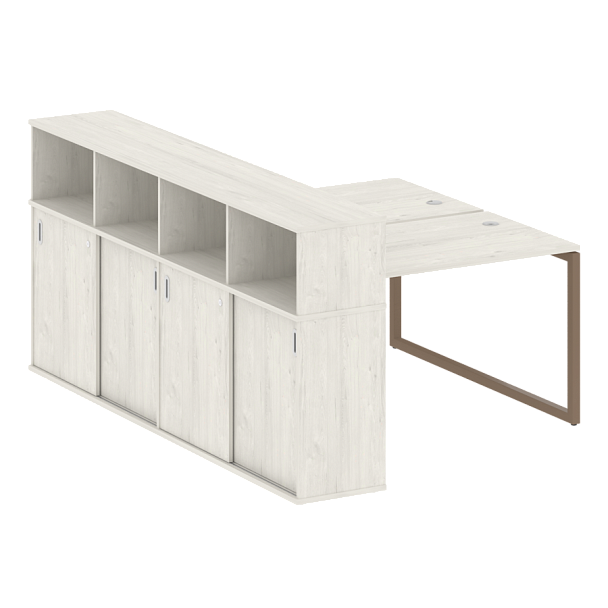 Metal System Quattro Р. ст. с шкафом-купе на О-образном м/к 40БО.РС-СШК-4.2 Т Дуб наварра/Мокко металл 1610*2332*1098 - Вид 1