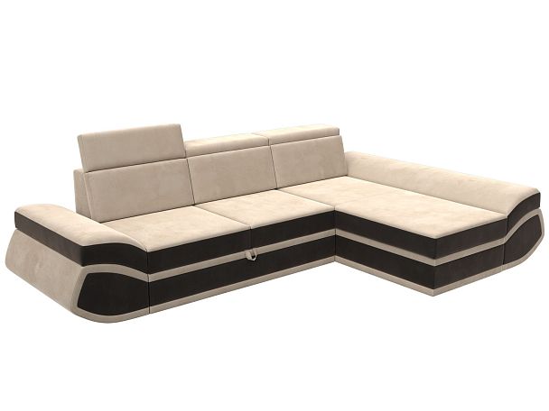 Диван угловой Лига-032 правый угол Велюр бежевый - Вид 5