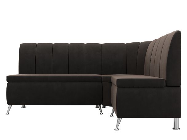 Кухонный угловой диван Кантри правый (полностью велюр коричневый) - Вид 2