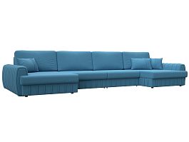 Диван П-образный Лига-057 НПБ Лонг Рогожка голубой - Фото предпросмотра