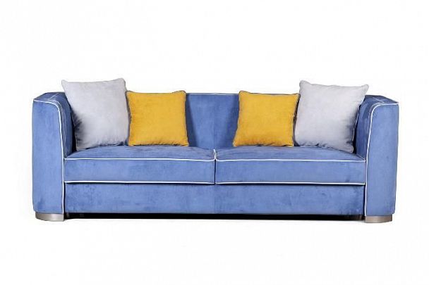 Komo диван-кровать трехместный, велюр синий - Вид 1